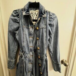 River Island long sleeved denim mini dress | Light Blue | Size 8 UK